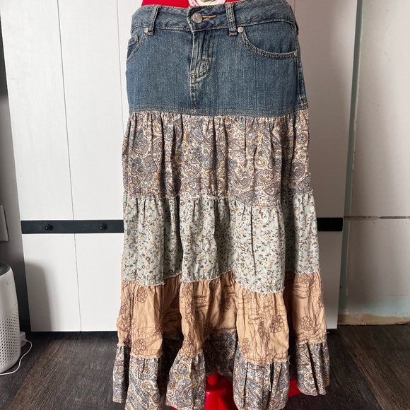Denim and Patchworked Skirt - Picture 1 of 3